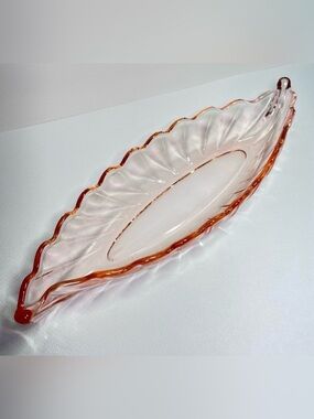 Vintage Heisey No. 1252 Twist Celery Tray Flamingo Pink Depression Glass Dish